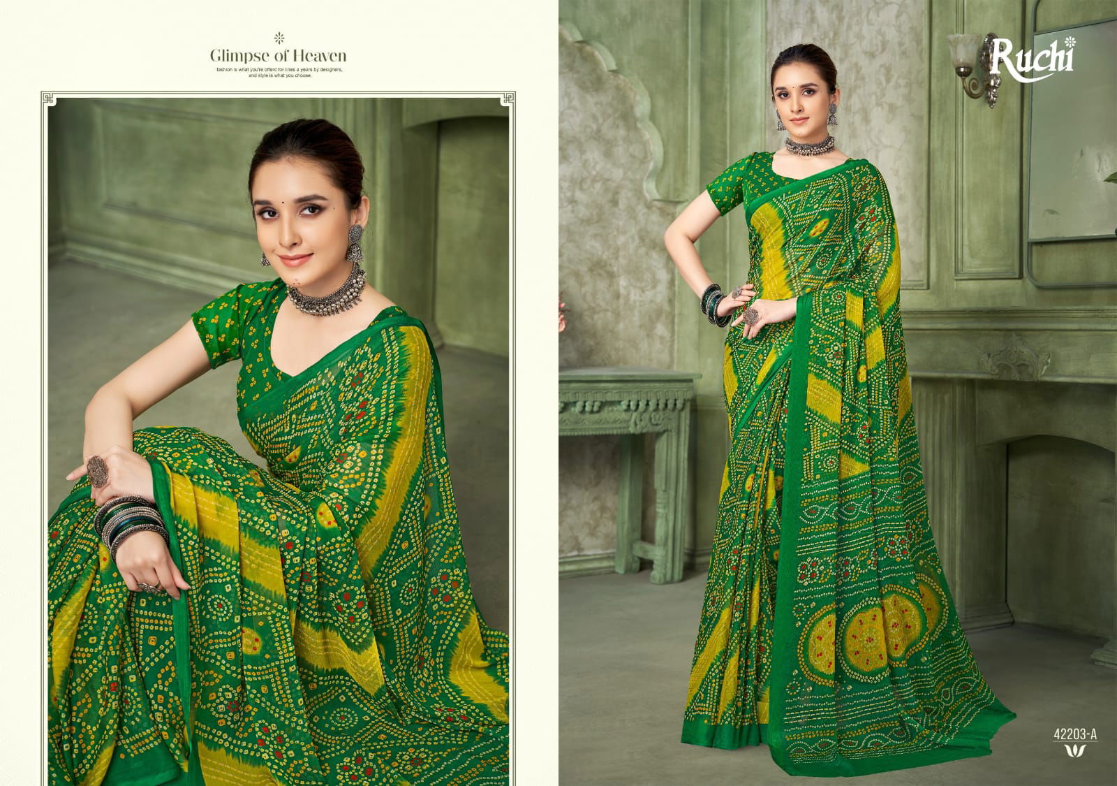 Star Chiffon Vol 193 By Ruchi Chiffon Bandhani Daily Wear Saree Suppliers In India